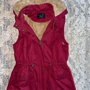 Faux fur lined red vest